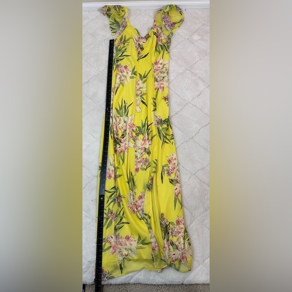 Guess yellow floral tropical elegant full Loyola Printed Maxi Dress Size 0 zero - Picture 6 of 10